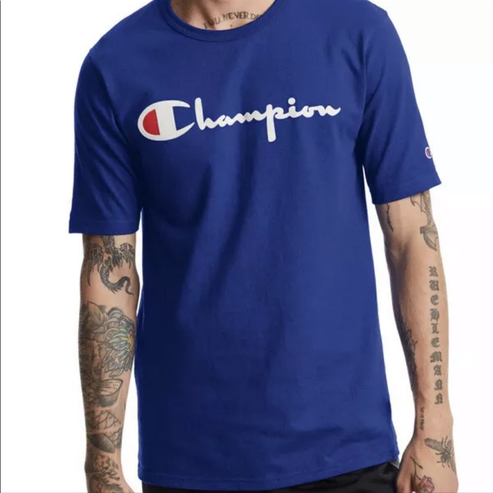 Champion Men's Classic T-Shirt Blue S(super thick)